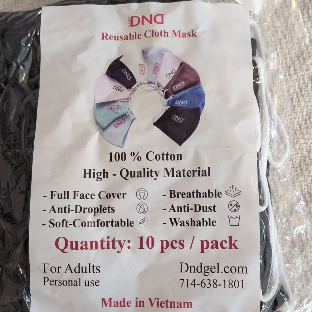10 For$8 Black Face Masks - 10 Pack Washable Cotton Salon, Flu Season Travel